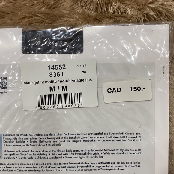 🔥Wolford “Loveletter” tights size medium in black - Picture 6 of 8